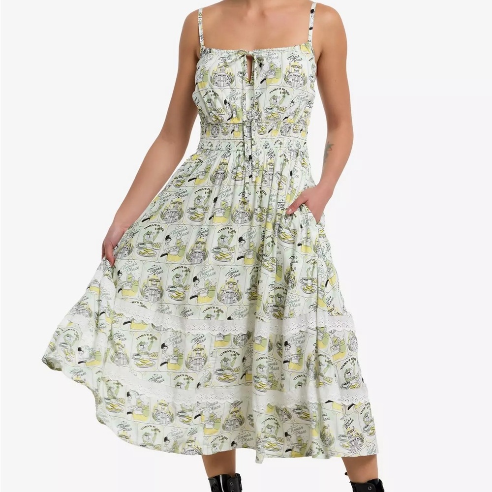 Disney The Princess And The Frog‎ Vintage Print Midi Dress Hot Topic